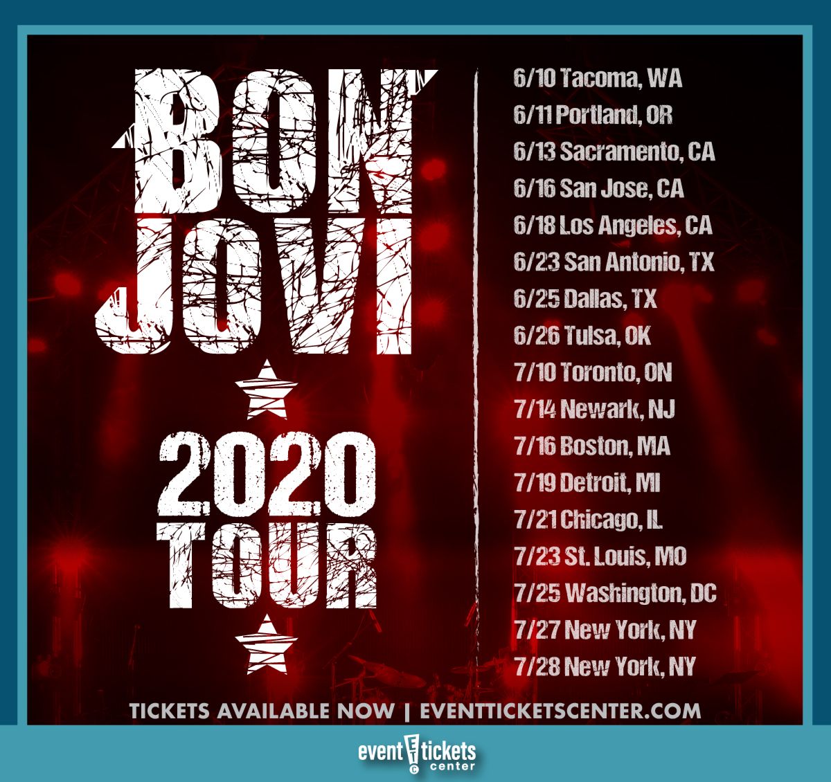 Jon Bon Jovi's upcoming tour dates